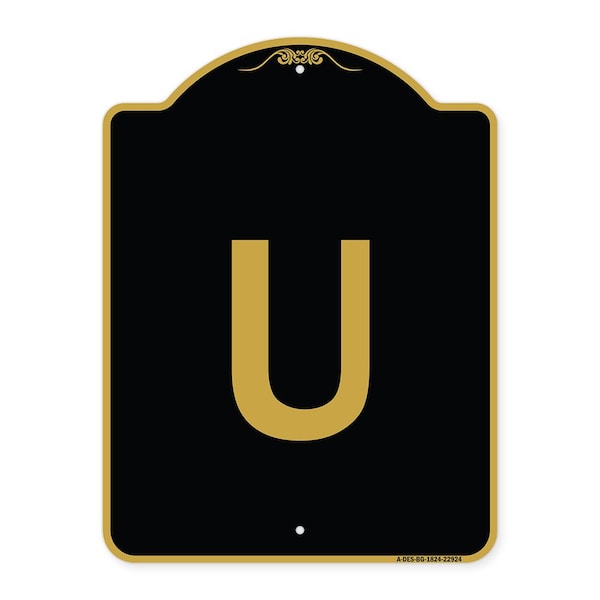 Signmission Designer Series Sign-Sign W/ Letter U, Black & Gold Aluminum Sign, 18" x 24", BG-1824-22924 A-DES-BG-1824-22924 - main